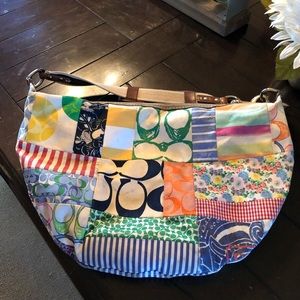 Coach hobo style bag, mutli color cloth